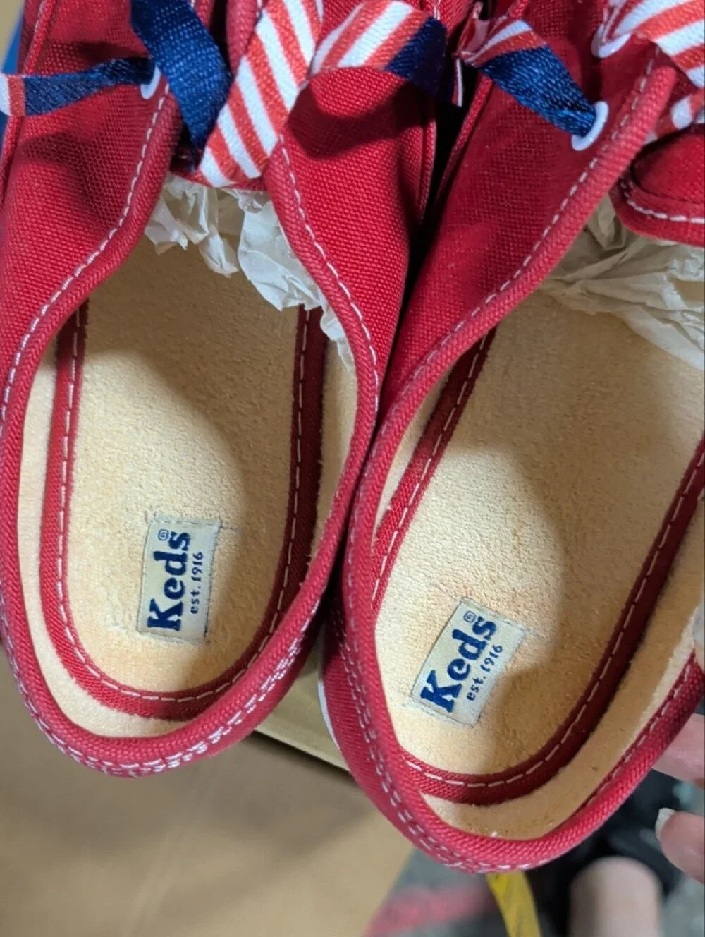 Keds Champion Red Canvas Sneakers with USA Laces